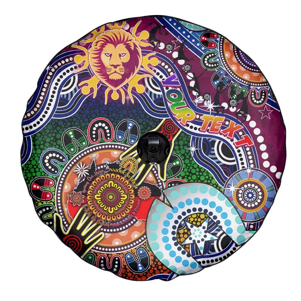 Custom NAIDOC Week 2024 Brisbane Lions Spare Tire Cover Australia Aboriginal Dot Painting