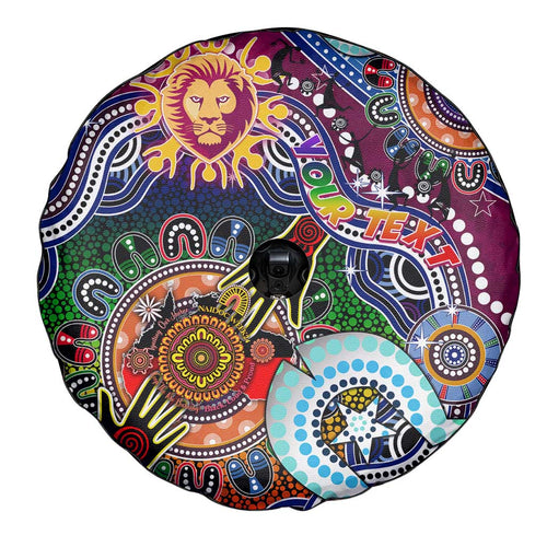 Custom NAIDOC Week 2024 Brisbane Lions Spare Tire Cover Australia Aboriginal Dot Painting