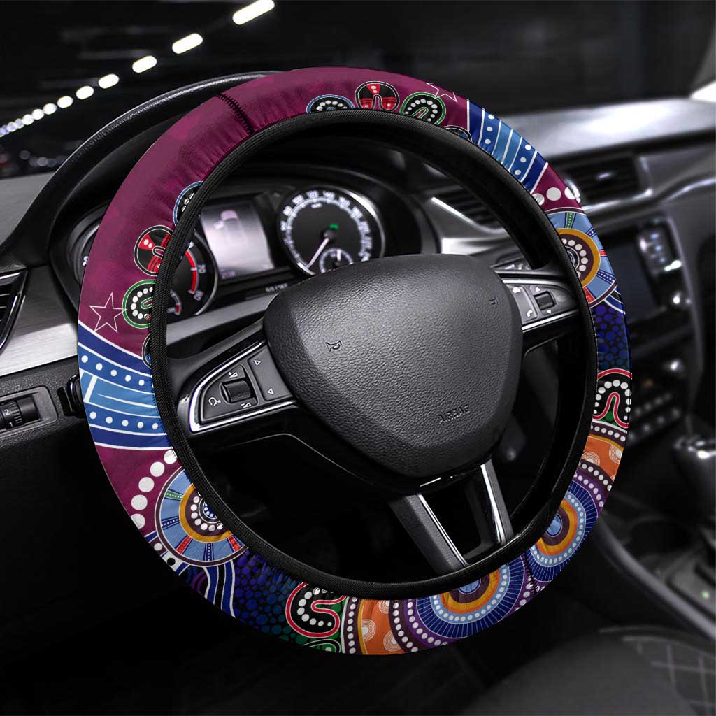 NAIDOC Week 2024 Brisbane Lions Steering Wheel Cover Australia Aboriginal Dot Painting