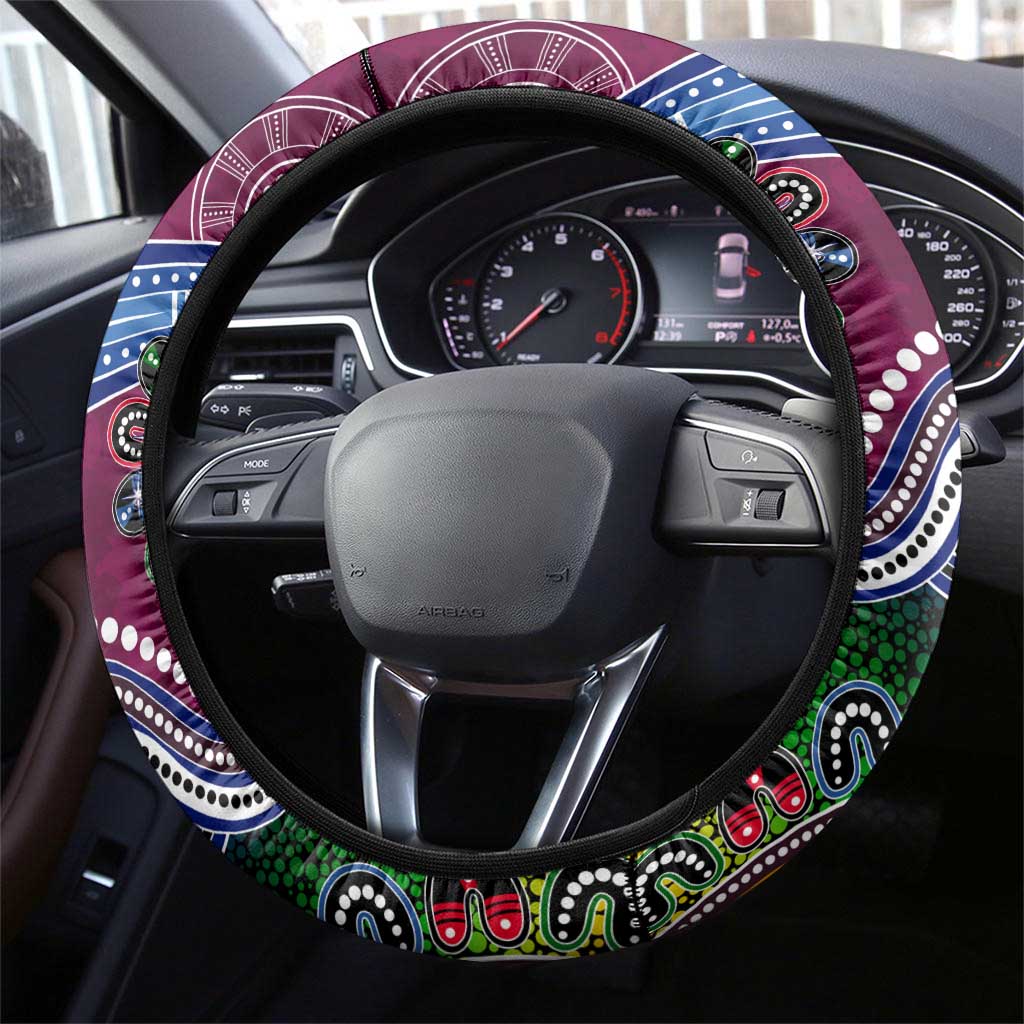 NAIDOC Week 2024 Brisbane Lions Steering Wheel Cover Australia Aboriginal Dot Painting