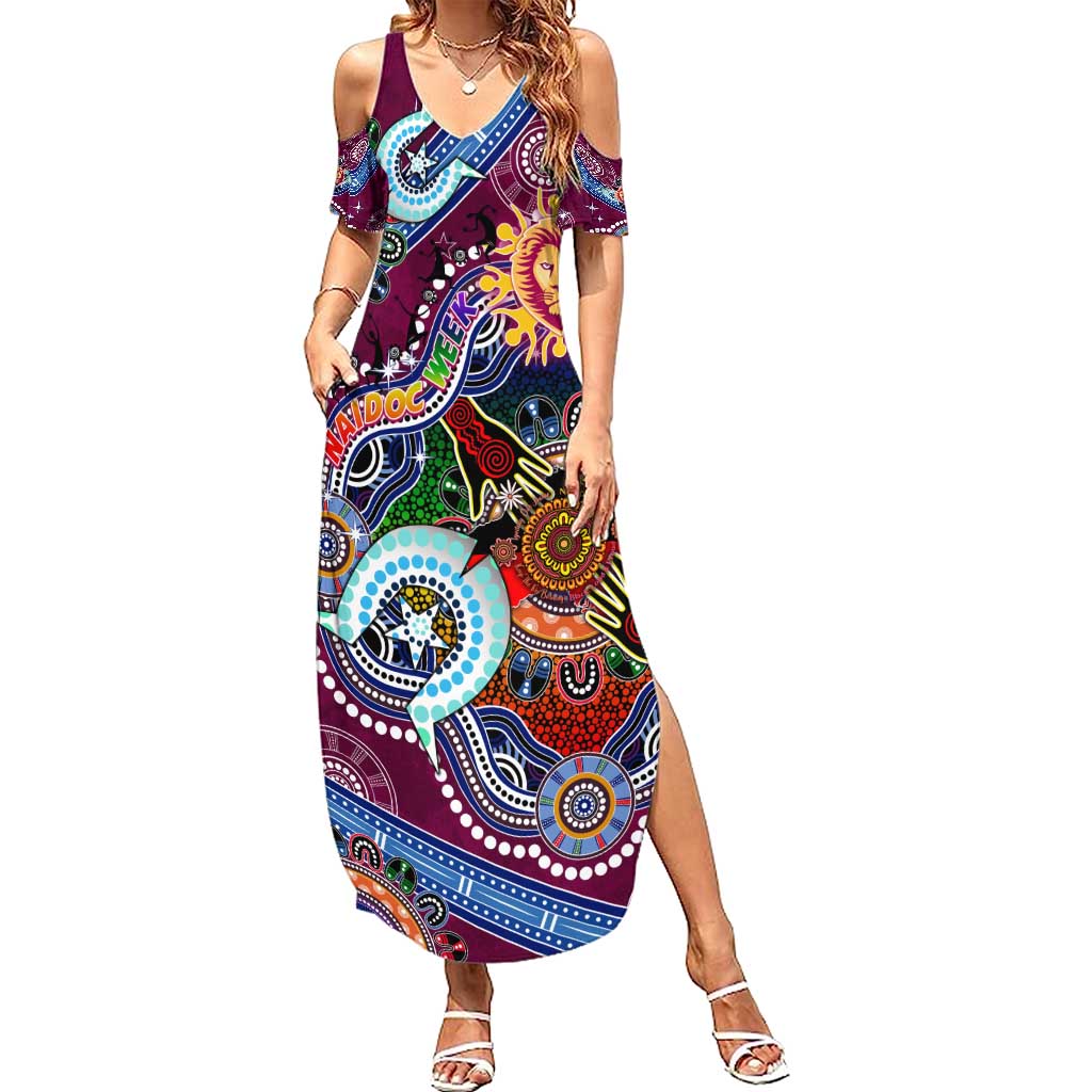 Custom NAIDOC Week 2024 Brisbane Lions Summer Maxi Dress Australia Aboriginal Dot Painting