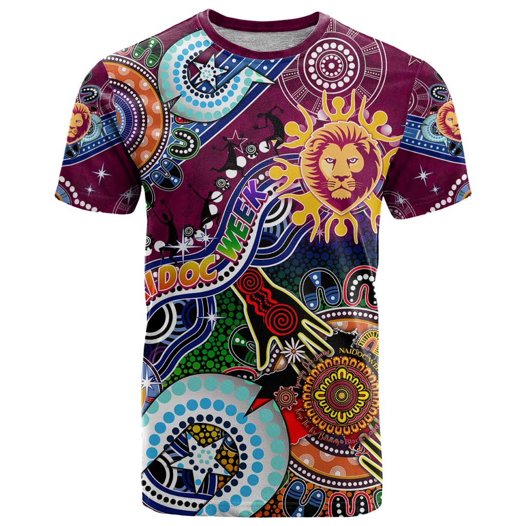 Custom NAIDOC Week 2024 Brisbane Lions T Shirt Australia Aboriginal Dot Painting