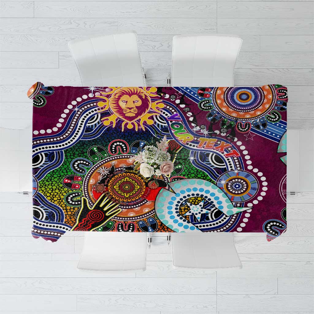 Custom NAIDOC Week 2024 Brisbane Lions Tablecloth Australia Aboriginal Dot Painting