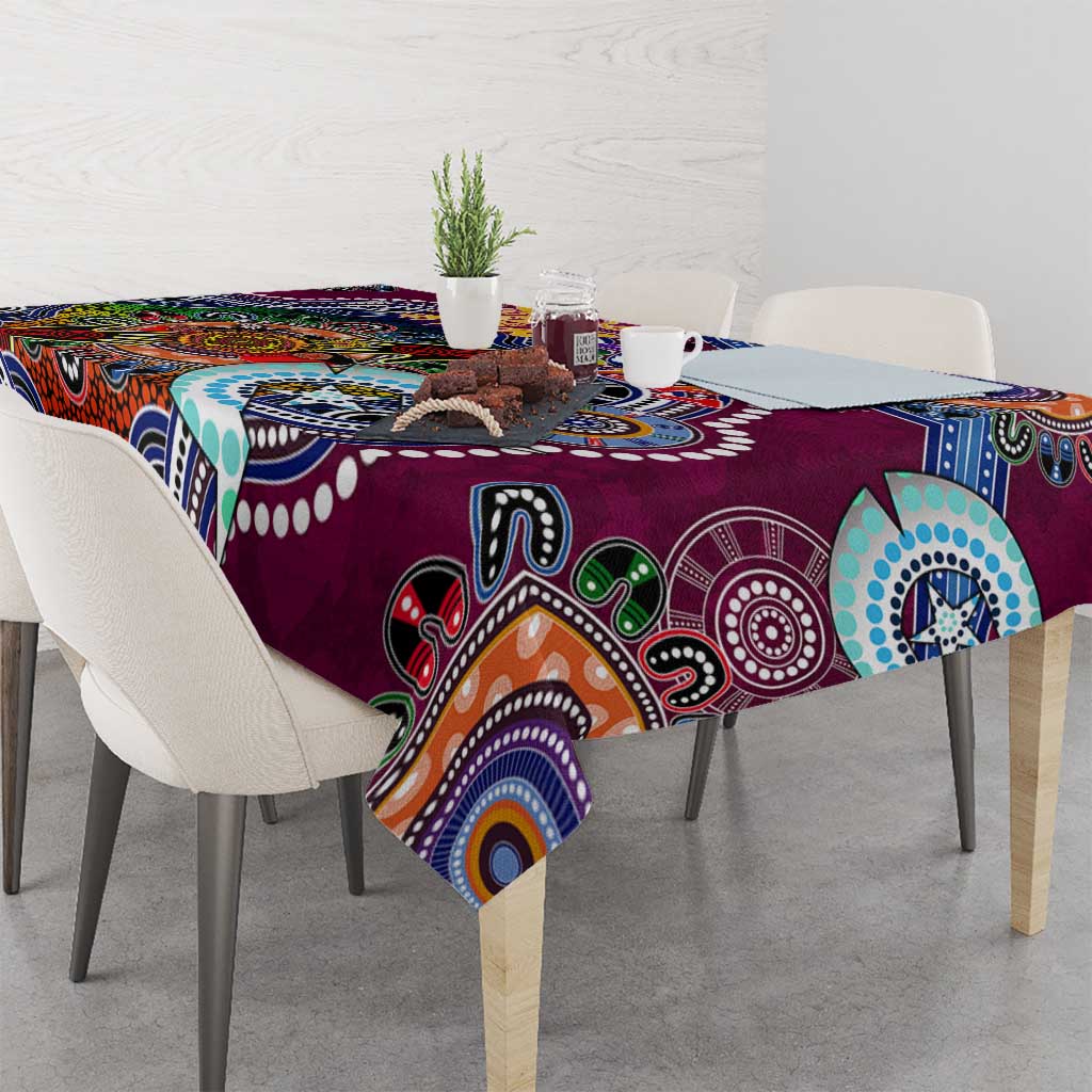 Custom NAIDOC Week 2024 Brisbane Lions Tablecloth Australia Aboriginal Dot Painting