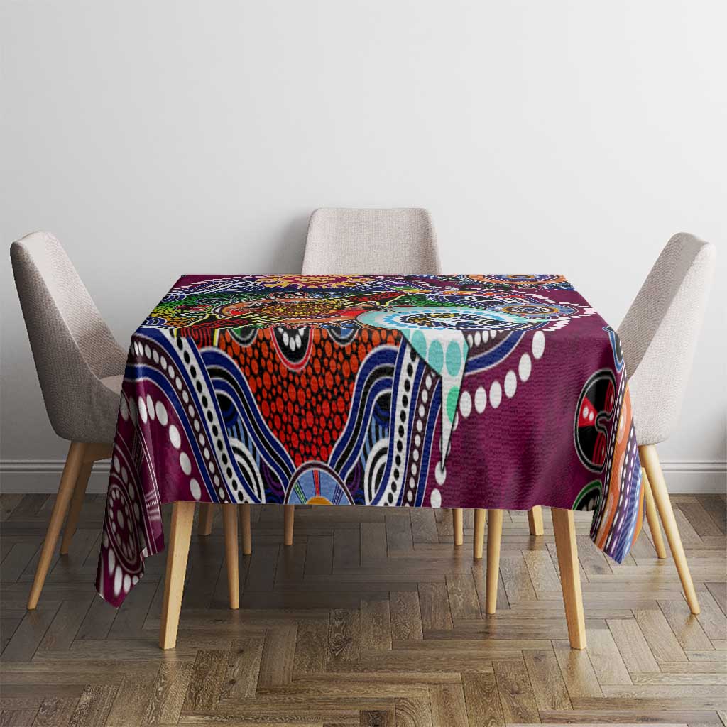 Custom NAIDOC Week 2024 Brisbane Lions Tablecloth Australia Aboriginal Dot Painting