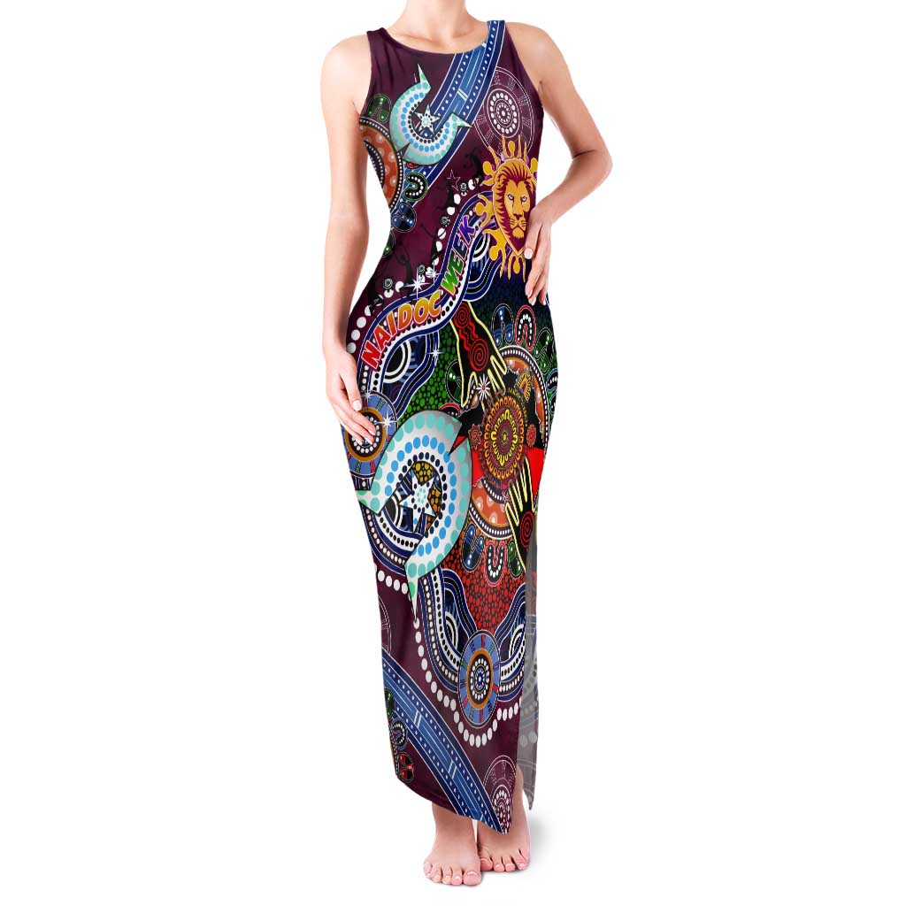 Custom NAIDOC Week 2024 Brisbane Lions Tank Maxi Dress Australia Aboriginal Dot Painting