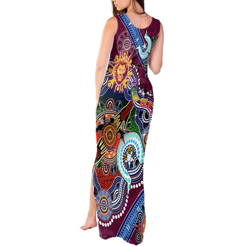 Custom NAIDOC Week 2024 Brisbane Lions Tank Maxi Dress Australia Aboriginal Dot Painting