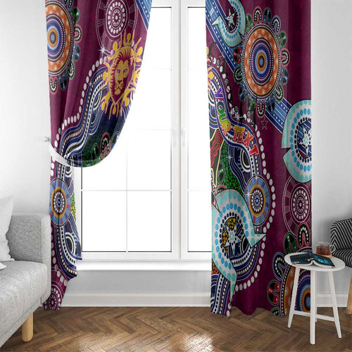 Custom NAIDOC Week 2024 Brisbane Lions Window Curtain Australia Aboriginal Dot Painting