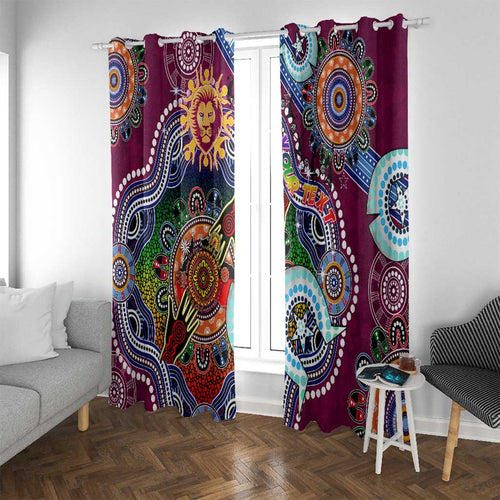 Custom NAIDOC Week 2024 Brisbane Lions Window Curtain Australia Aboriginal Dot Painting
