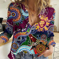 Custom NAIDOC Week 2024 Brisbane Lions Women Casual Shirt Australia Aboriginal Dot Painting