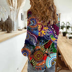 Custom NAIDOC Week 2024 Brisbane Lions Women Casual Shirt Australia Aboriginal Dot Painting
