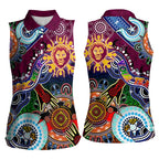 Custom NAIDOC Week 2024 Brisbane Lions Women Sleeveless Polo Shirt Australia Aboriginal Dot Painting