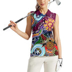 Custom NAIDOC Week 2024 Brisbane Lions Women Sleeveless Polo Shirt Australia Aboriginal Dot Painting
