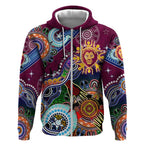 Custom NAIDOC Week 2024 Brisbane Lions Zip Hoodie Australia Aboriginal Dot Painting