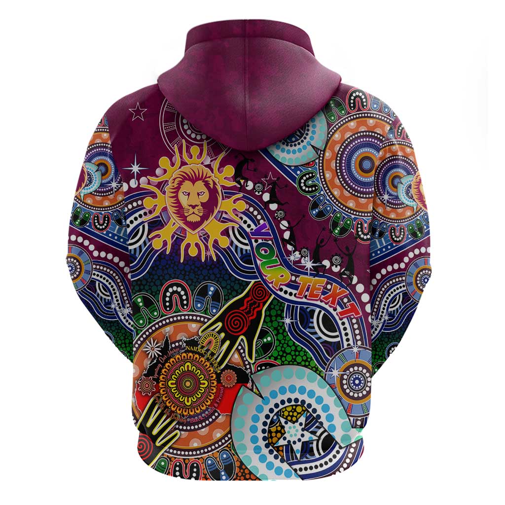 Custom NAIDOC Week 2024 Brisbane Lions Zip Hoodie Australia Aboriginal Dot Painting
