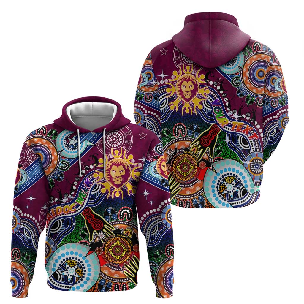 Custom NAIDOC Week 2024 Brisbane Lions Zip Hoodie Australia Aboriginal Dot Painting