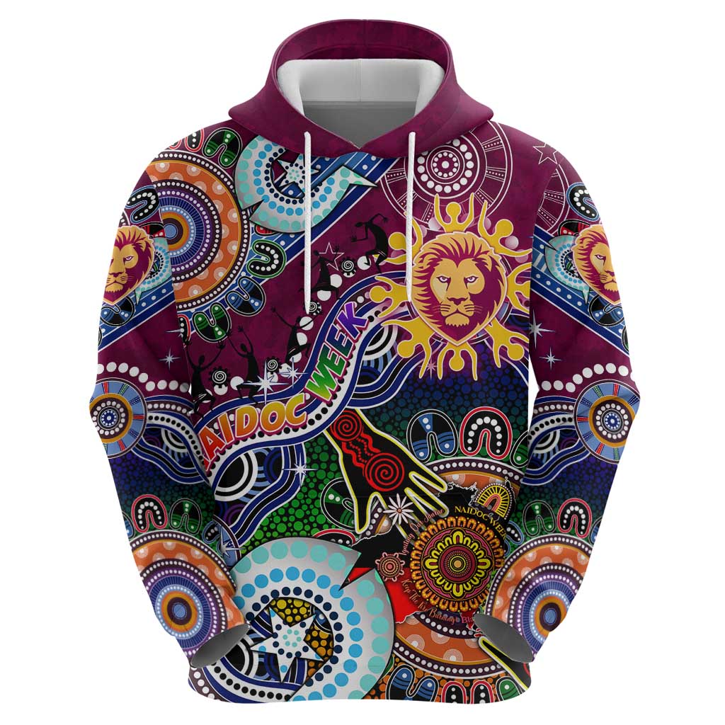 Custom NAIDOC Week 2024 Brisbane Lions Zip Hoodie Australia Aboriginal Dot Painting
