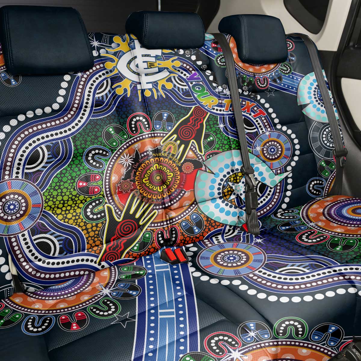 Custom NAIDOC Week 2024 Carlton Blues Back Car Seat Cover Australia Aboriginal Dot Painting