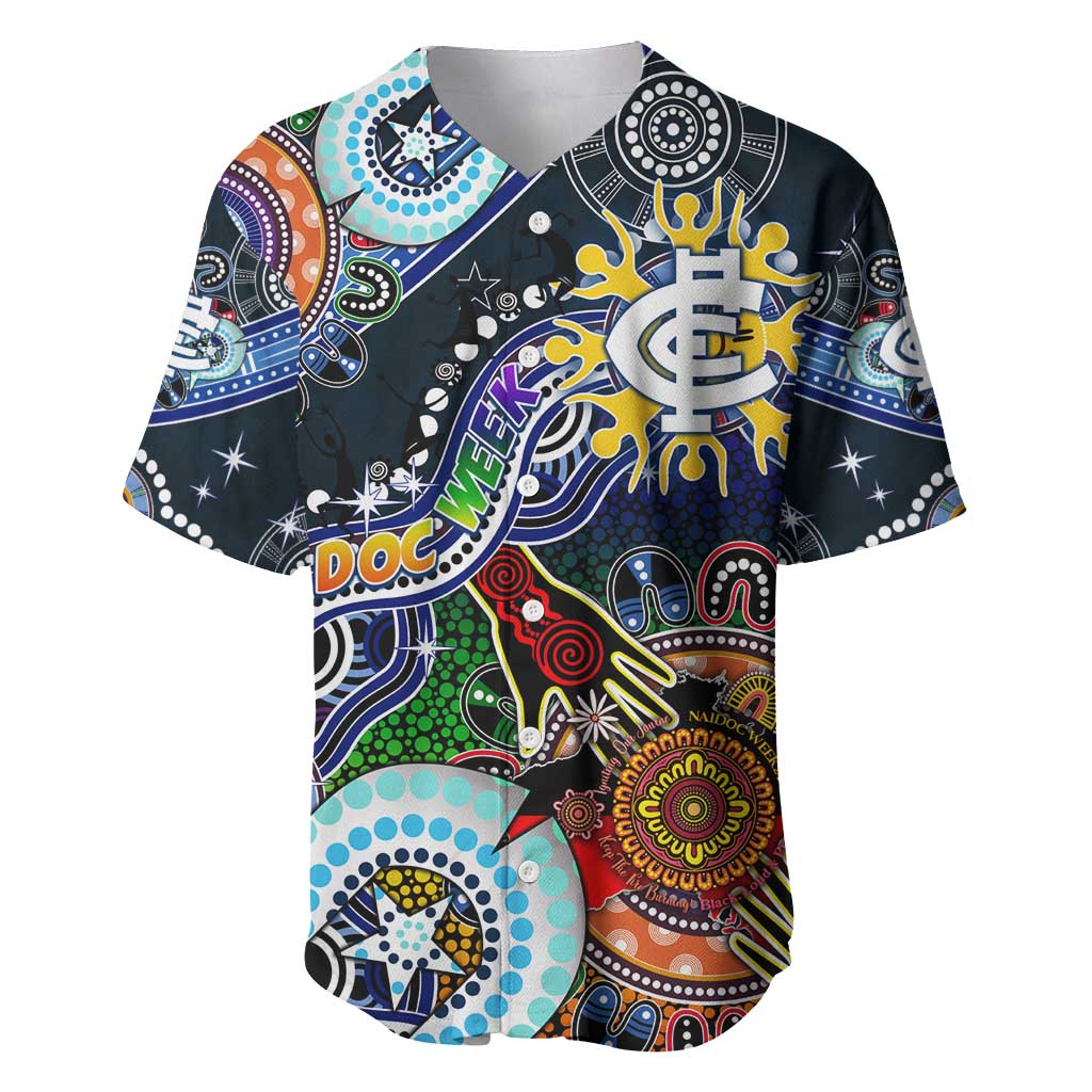 Custom NAIDOC Week 2024 Carlton Blues Baseball Jersey Australia Aboriginal Dot Painting