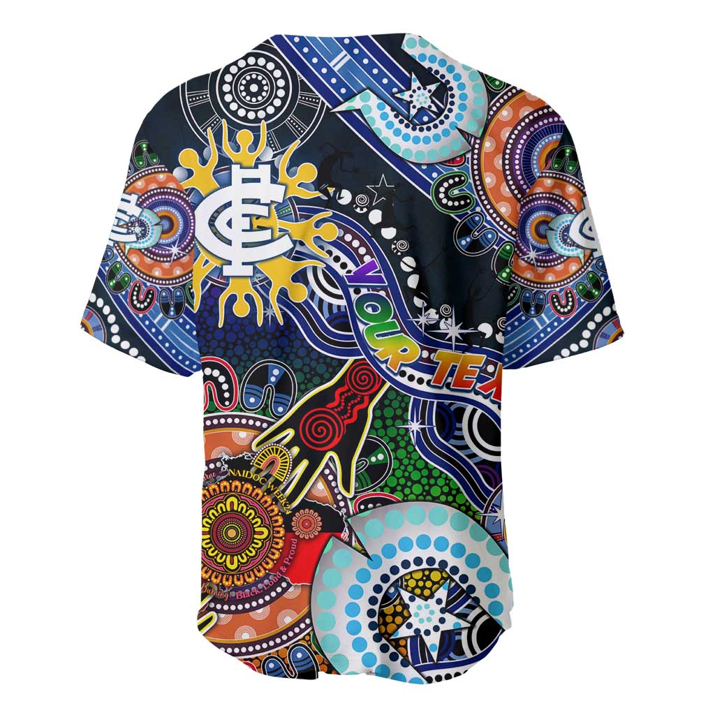 Custom NAIDOC Week 2024 Carlton Blues Baseball Jersey Australia Aboriginal Dot Painting