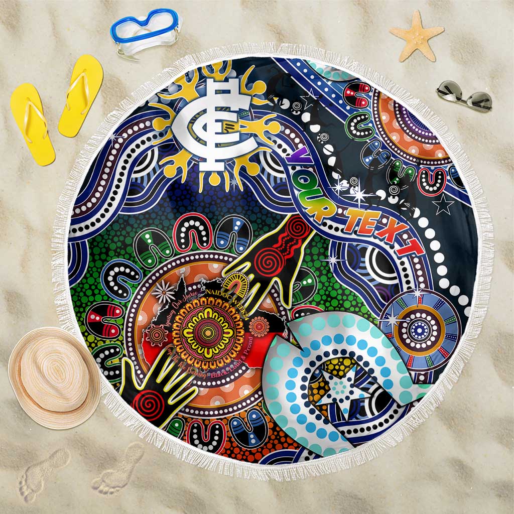 Custom NAIDOC Week 2024 Carlton Blues Beach Blanket Australia Aboriginal Dot Painting