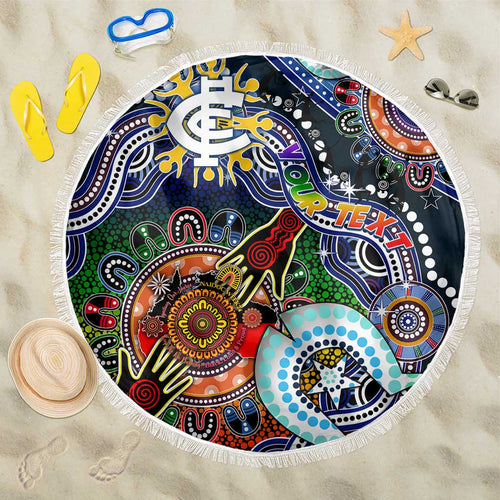 Custom NAIDOC Week 2024 Carlton Blues Beach Blanket Australia Aboriginal Dot Painting