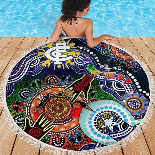 Custom NAIDOC Week 2024 Carlton Blues Beach Blanket Australia Aboriginal Dot Painting