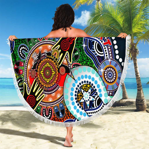 Custom NAIDOC Week 2024 Carlton Blues Beach Blanket Australia Aboriginal Dot Painting