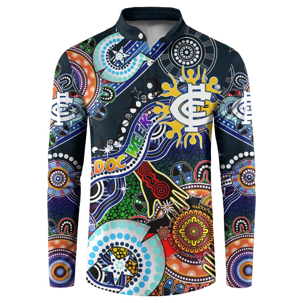Custom NAIDOC Week 2024 Carlton Blues Button Sweatshirt Australia Aboriginal Dot Painting