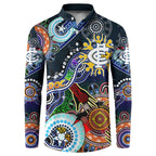 Custom NAIDOC Week 2024 Carlton Blues Button Sweatshirt Australia Aboriginal Dot Painting