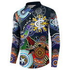 Custom NAIDOC Week 2024 Carlton Blues Button Sweatshirt Australia Aboriginal Dot Painting