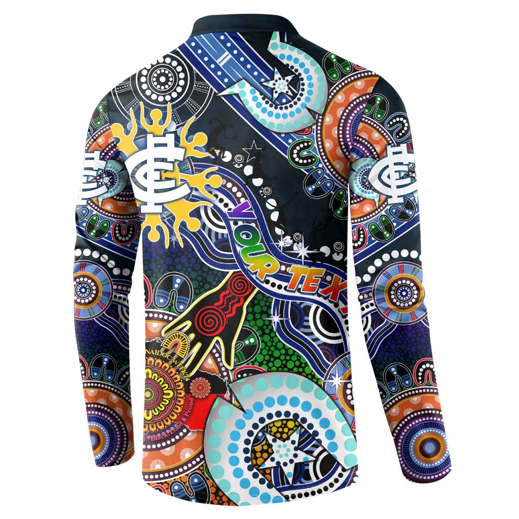 Custom NAIDOC Week 2024 Carlton Blues Button Sweatshirt Australia Aboriginal Dot Painting