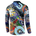 Custom NAIDOC Week 2024 Carlton Blues Button Sweatshirt Australia Aboriginal Dot Painting