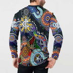 Custom NAIDOC Week 2024 Carlton Blues Button Sweatshirt Australia Aboriginal Dot Painting