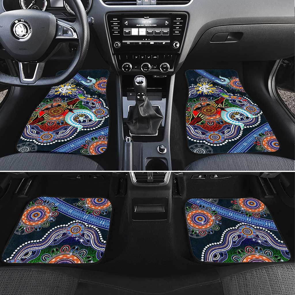 Custom NAIDOC Week 2024 Carlton Blues Car Mats Australia Aboriginal Dot Painting