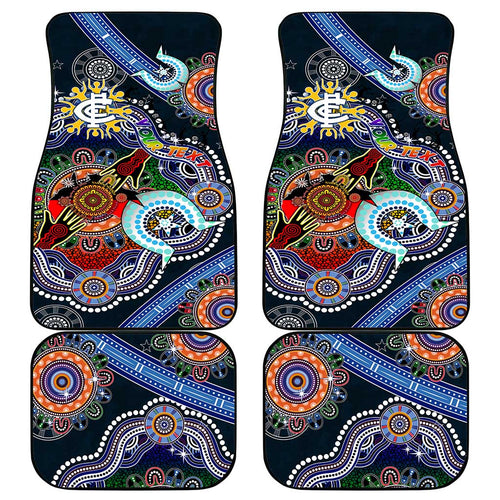 Custom NAIDOC Week 2024 Carlton Blues Car Mats Australia Aboriginal Dot Painting