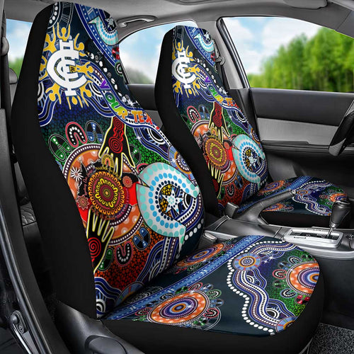 Custom NAIDOC Week 2024 Carlton Blues Car Seat Cover Australia Aboriginal Dot Painting