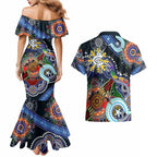 Custom NAIDOC Week 2024 Carlton Blues Couples Matching Mermaid Dress and Hawaiian Shirt Australia Aboriginal Dot Painting