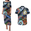 Custom NAIDOC Week 2024 Carlton Blues Couples Matching Puletasi and Hawaiian Shirt Australia Aboriginal Dot Painting