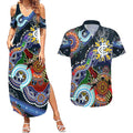 Custom NAIDOC Week 2024 Carlton Blues Couples Matching Summer Maxi Dress and Hawaiian Shirt Australia Aboriginal Dot Painting