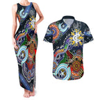 Custom NAIDOC Week 2024 Carlton Blues Couples Matching Tank Maxi Dress and Hawaiian Shirt Australia Aboriginal Dot Painting