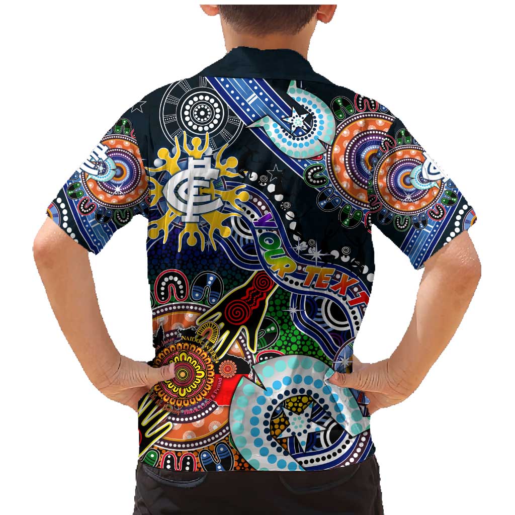 Custom NAIDOC Week 2024 Carlton Blues Family Matching Mermaid Dress and Hawaiian Shirt Australia Aboriginal Dot Painting