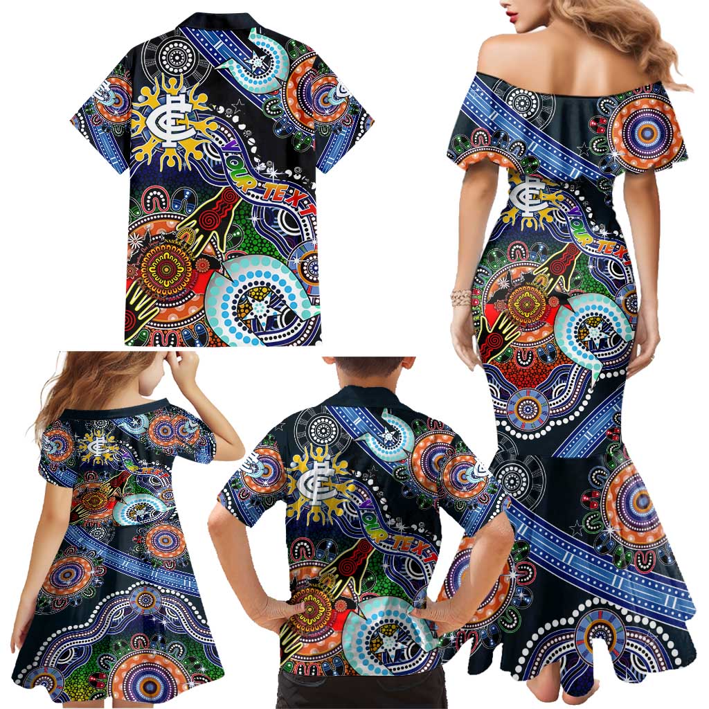 Custom NAIDOC Week 2024 Carlton Blues Family Matching Mermaid Dress and Hawaiian Shirt Australia Aboriginal Dot Painting