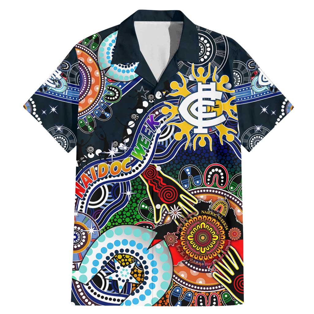 Custom NAIDOC Week 2024 Carlton Blues Family Matching Mermaid Dress and Hawaiian Shirt Australia Aboriginal Dot Painting