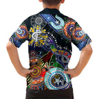 Custom NAIDOC Week 2024 Carlton Blues Family Matching Off Shoulder Maxi Dress and Hawaiian Shirt Australia Aboriginal Dot Painting