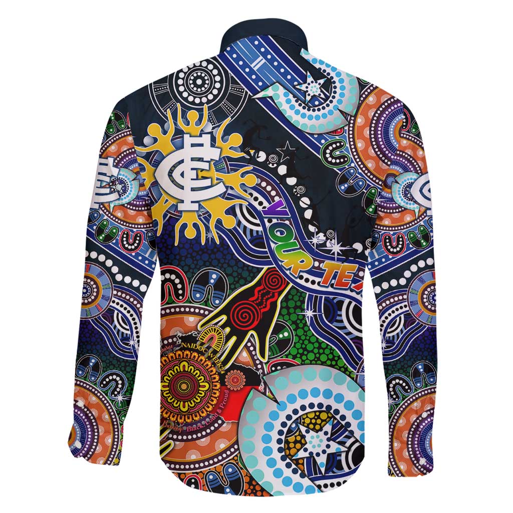 Custom NAIDOC Week 2024 Carlton Blues Family Matching Off Shoulder Maxi Dress and Hawaiian Shirt Australia Aboriginal Dot Painting