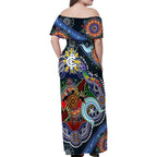 Custom NAIDOC Week 2024 Carlton Blues Family Matching Off Shoulder Maxi Dress and Hawaiian Shirt Australia Aboriginal Dot Painting
