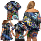 Custom NAIDOC Week 2024 Carlton Blues Family Matching Off Shoulder Short Dress and Hawaiian Shirt Australia Aboriginal Dot Painting