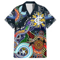 Custom NAIDOC Week 2024 Carlton Blues Family Matching Off Shoulder Short Dress and Hawaiian Shirt Australia Aboriginal Dot Painting