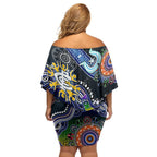 Custom NAIDOC Week 2024 Carlton Blues Family Matching Off Shoulder Short Dress and Hawaiian Shirt Australia Aboriginal Dot Painting